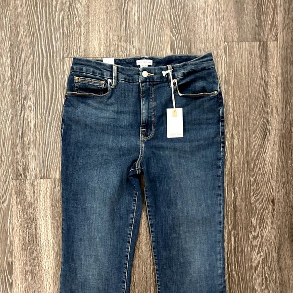 NWT Good American Good Legs Straight Jeans Blue004 Sz 14 / 32 Dark Stretch Denim - Picture 4 of 16